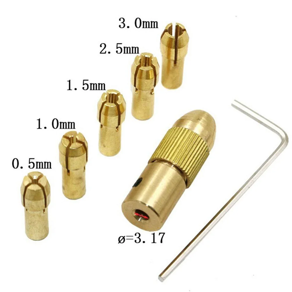 

0.5-3mm Micro Mini Bit Fixing Device Motor Shaft Copper Electric Drill Chuck Set Durable Nozzle Clamp Table Fixture Tool