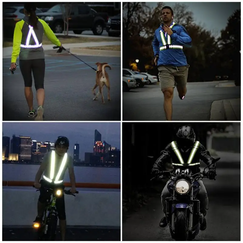 

Reflective rflective Vest Motorcycle Strap Elastic Webbing Night Running Riding Reflective Clothes Sanitation Vest