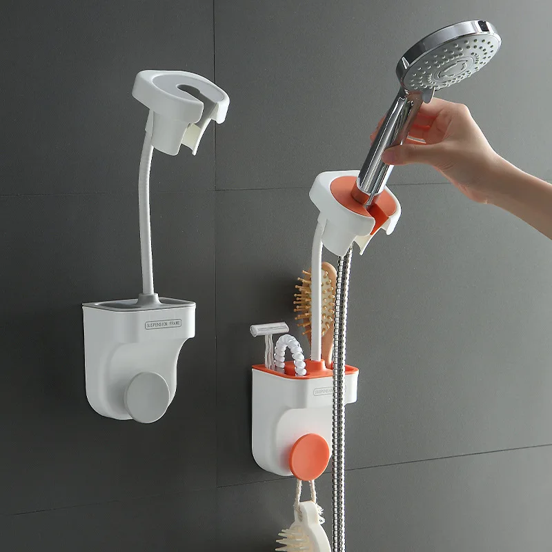 

Bathroom shower bracket universal adjustment base shaking head rotating shower bracket free punching blower rack