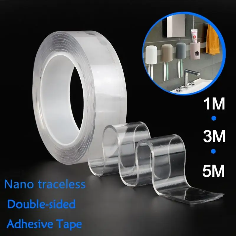 

1/2/3 / 5m Nano magic Tape Double Sided Transparent NoTrace Reusable Adhesive Tape Waterproof Cleanable Home Gekkotape Hardware
