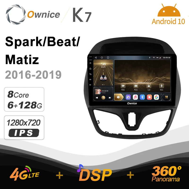 comprar K7 Ownice 6g Ram 128g Rom Android 10 Rádio Do Carro Setero Para Chevolet Faísca/batida/matiz 2016 - 2019 áudio Automático 360 Panorama ótico