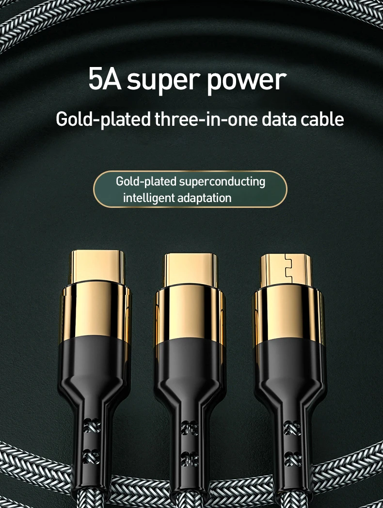 USB-кабель 3 в 1 для Samsung S20 Xiaomi Mi 9 2 кабель Micro USB Type-C быстрой зарядки Huawei Mate 30/40 25/2 м |