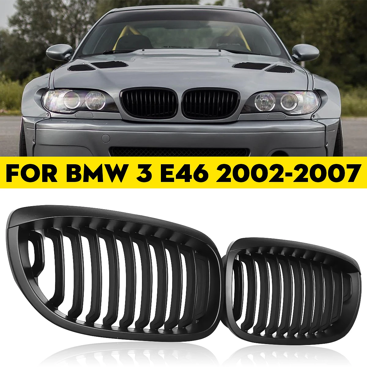 

Автомобильные матовые черные решетки для BMW E46 3 серии 2 двери 2002 2003 2004 2005 2006 гоночные грили