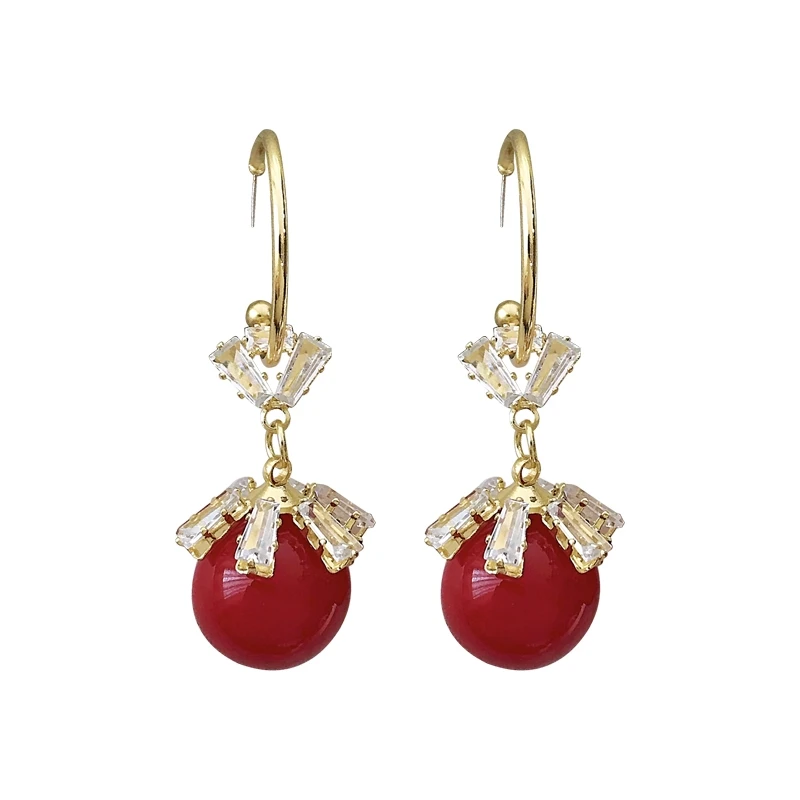 

Elegant Zircon Snowflake Pearl Earrings 2021new Trendy Ear Ring Red Earrings Personality Simple Long Earrings