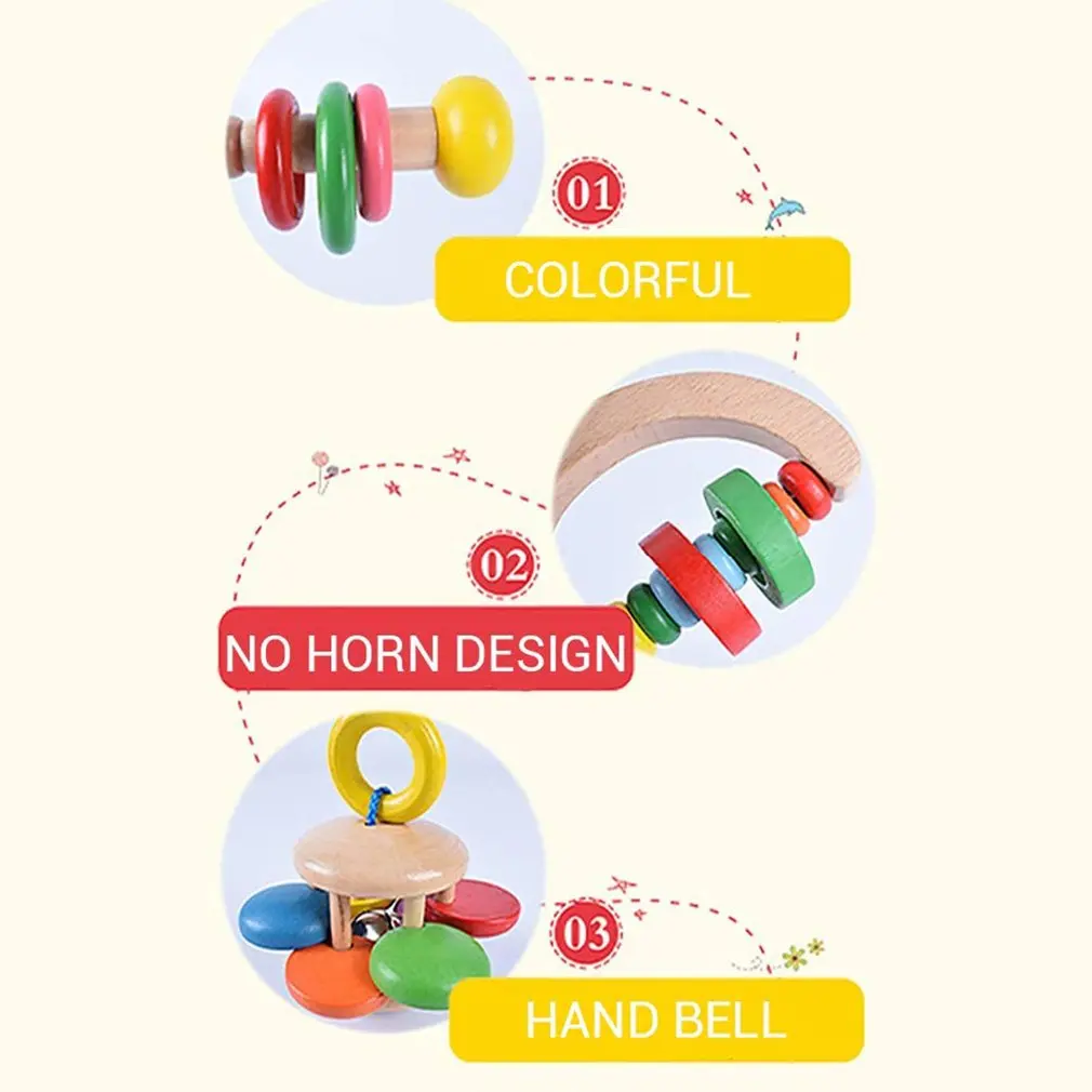 

Baby Toys Teether Wooden Rattles Bracelet Pacifier Chain Rodent Beading Beech Musical Newborn Bear 4 Types To Choose Bed Bell