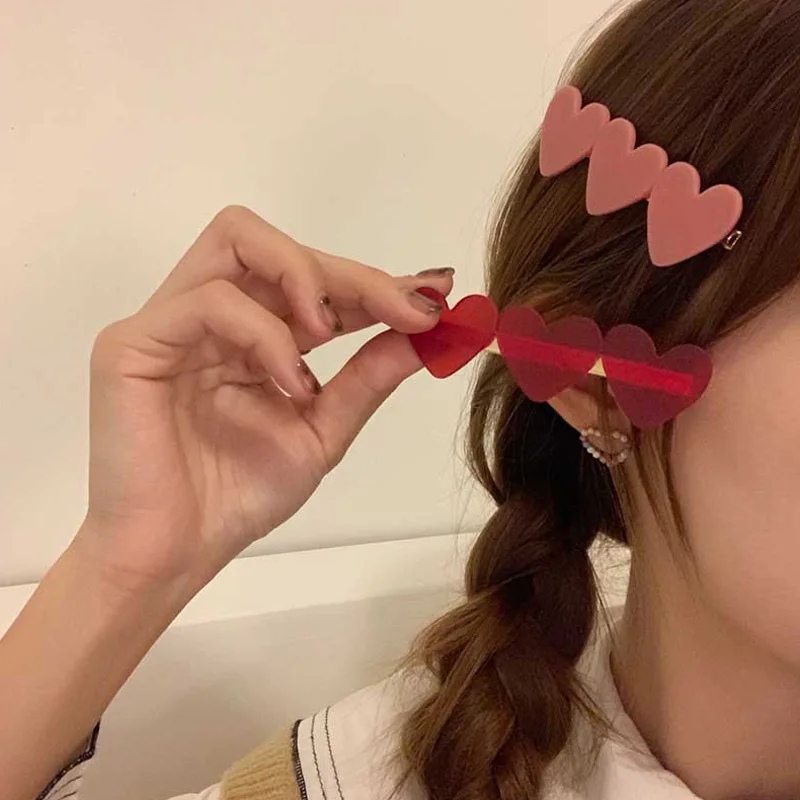 

Lovely Red Pink Heart Korean Hair Clips for Women Hairpin Crab Headband for Girls Hair Accessories Headwear Ornament Wholesale