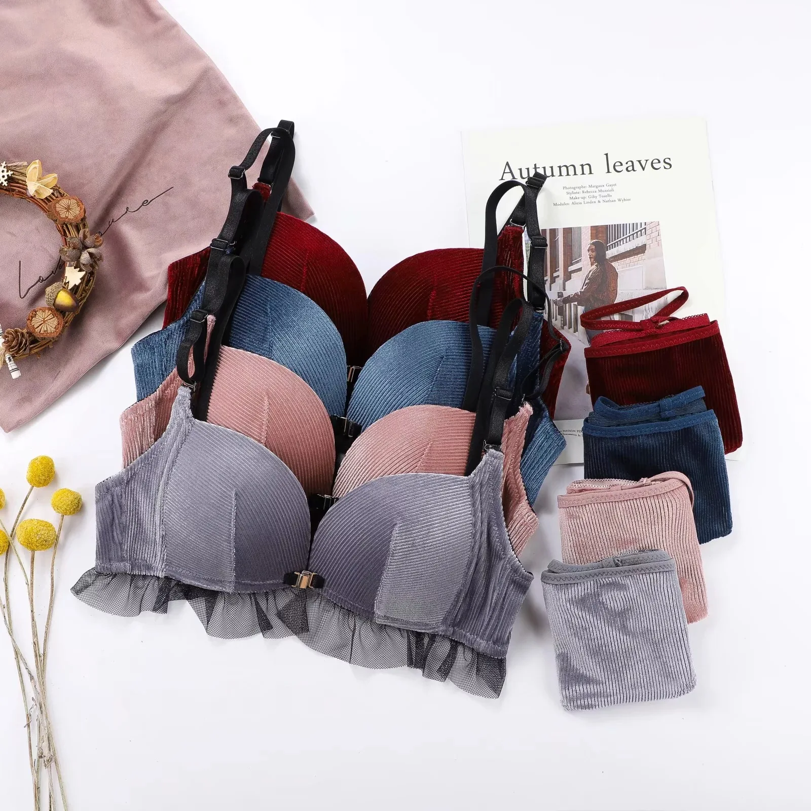 Новые бархатные Передняя Пряжка без ободков женское нижнее бельё конфеточный