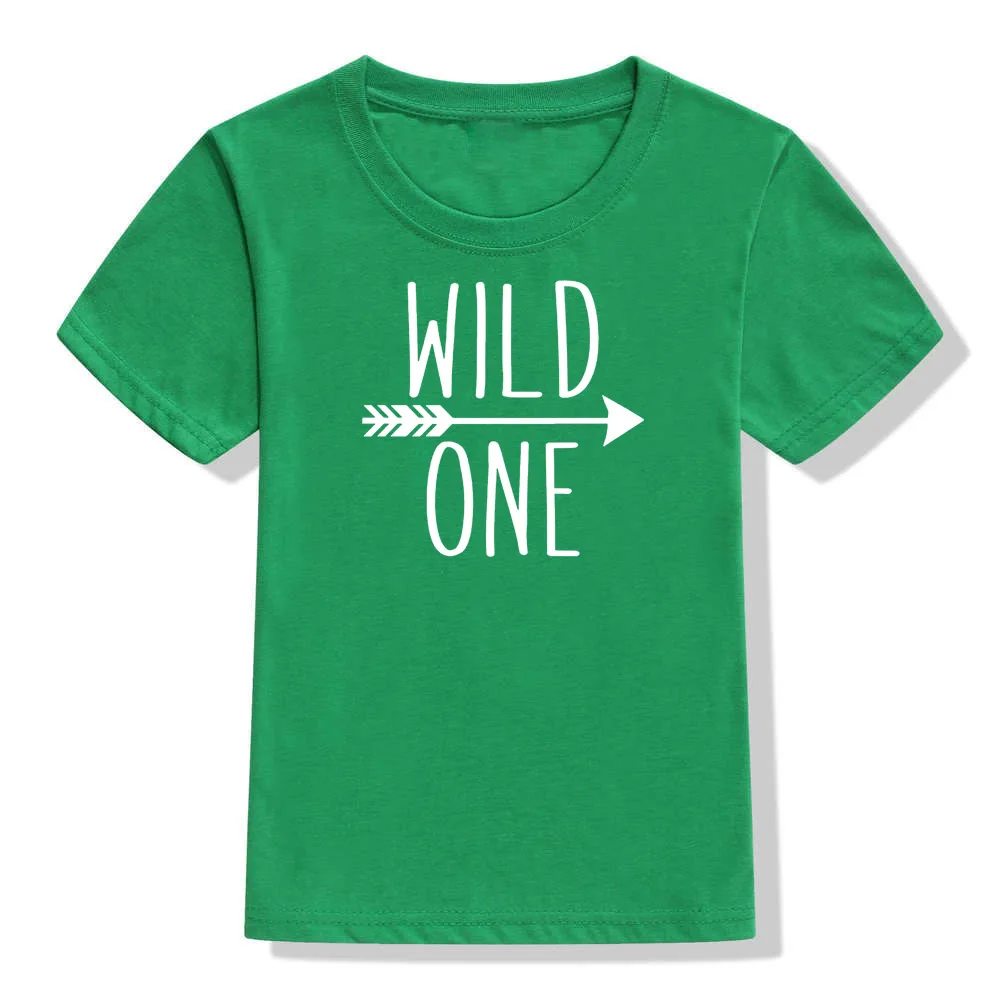 Wild One/детская футболка для первого дня рождения; Повседневная футболка для маленьких мальчиков и девочек; Детские забавные модные футболки с короткими рукавами; комплекты одежды