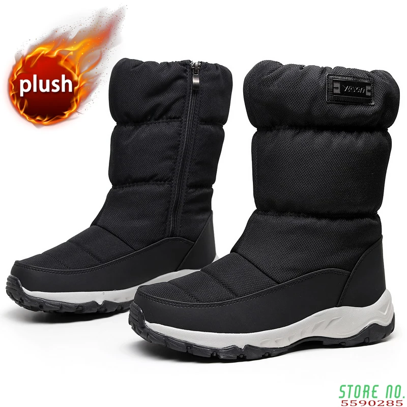 

2021 New Fashion Snow Boots Men waterproof winter men's boots plush warm boots Cotton Shoes Non-slip Outdoor Hiking Shoes