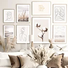 Постер в скандинавском стиле с изображением пляжа и тростника, хлопковый настенный художественный постер с рисунком спокойный океан, для украшения гостиной