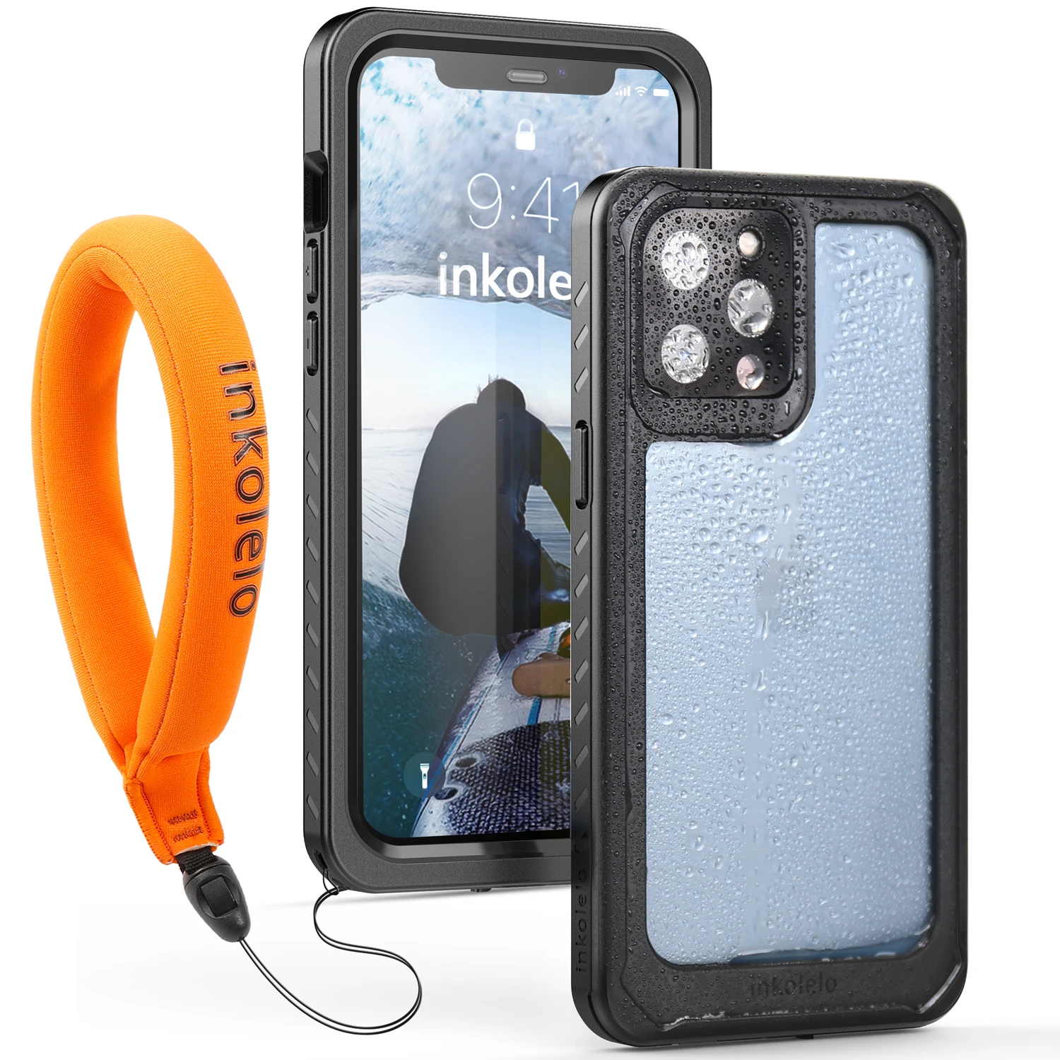 

Inkolelo for iPhone 12 Pro Max Waterproof Case Built-in Screen Protector Shockproof Full Body Cover Rugged Case Black/Clear