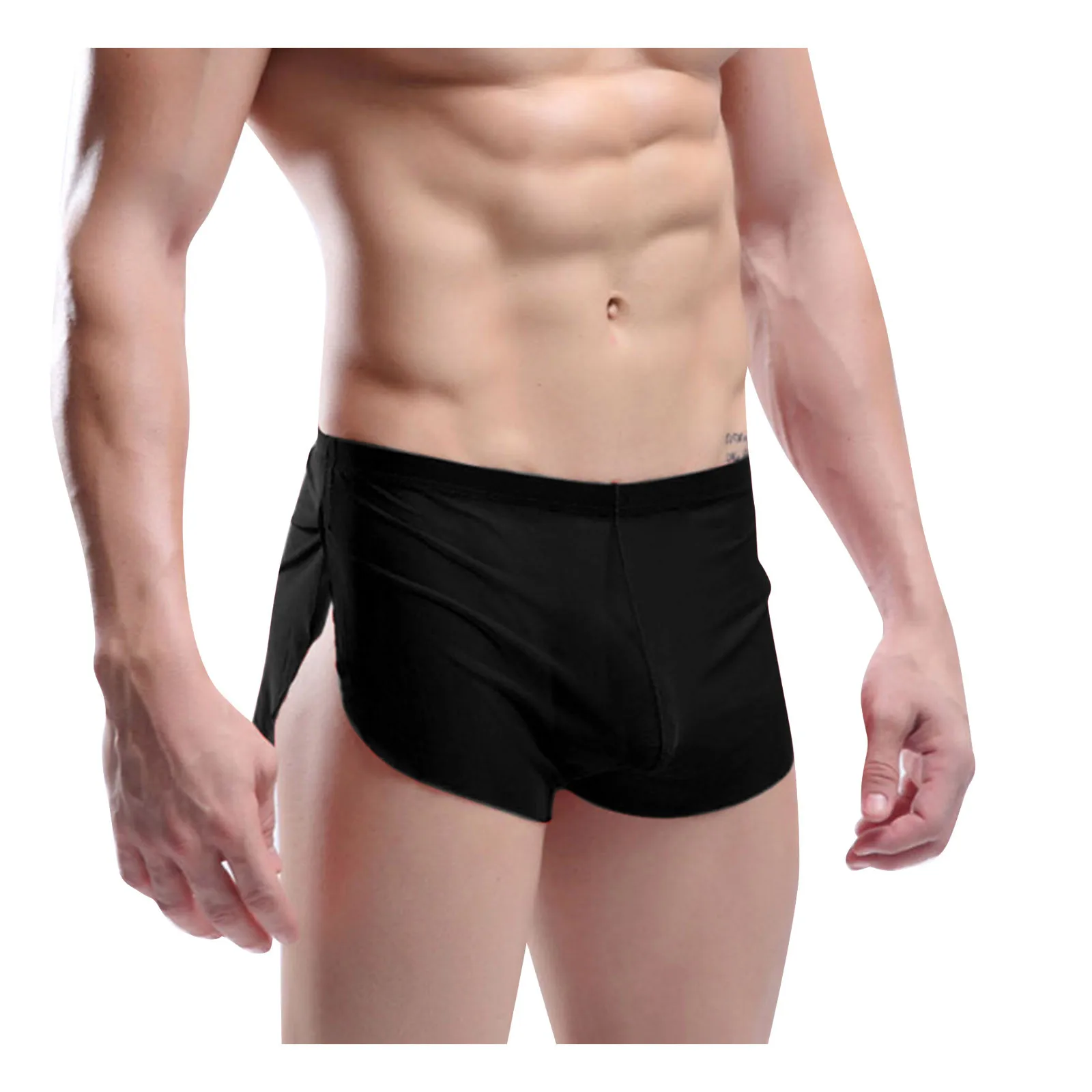 

Для мужчин дома шелковые пижамы трусы сексуальные боксеры сбоку Разделение пижамы для дома с низкой посадкой, нижнее белье, которое поможет...