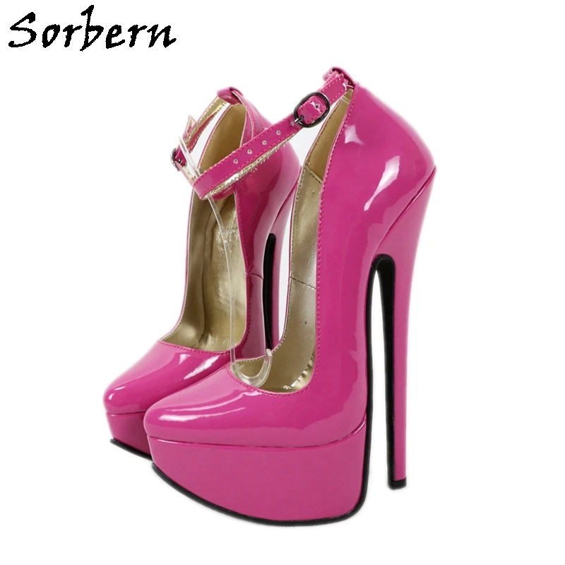 Купи Sorbern 20cm High Heel Shoes Women Pumps Ankle Strap Pointed Toe Stilettos Platform Fetish Drag Queen Heels Custom Color за 9,425 рублей в магазине AliExpress