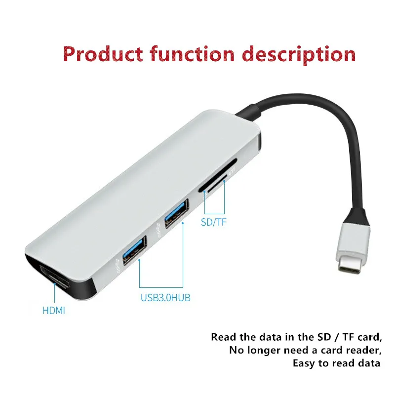 USB3.0 док-станция Тип C к HDMI концентратор адаптер для SD TF карт ридер ноутбук MacBook смартфон расширение USB-C конвертер HDMI