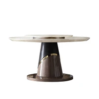 post modern solid wood round table marble turntable table chair combination high end light luxury furniture
