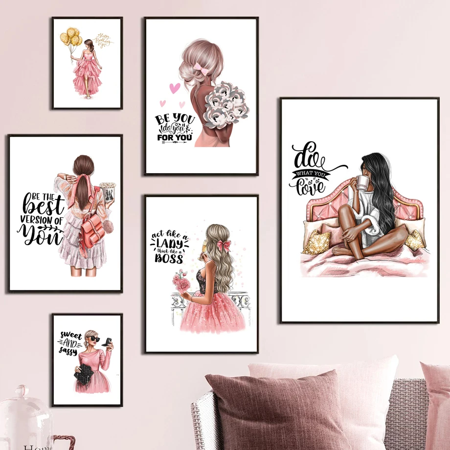 Модные современные цветы черная девушка кофейная чашка иллюстрация