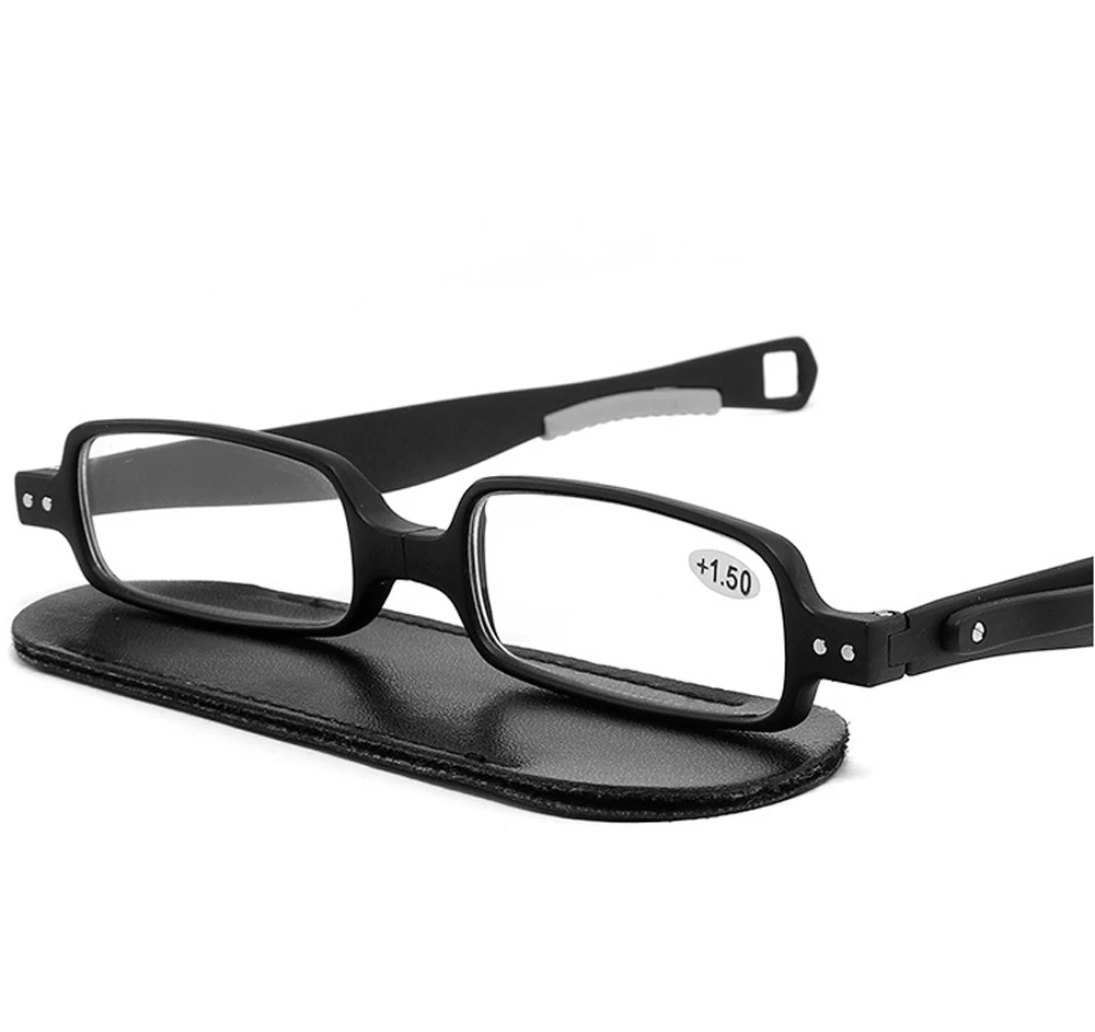 

Rotating Folding Reading Glasses Men Women Superthin Rectangle Full-rim Classic 4 Colors with Case +1 +1.5 +2 +2.5 +3 +3.5 +4