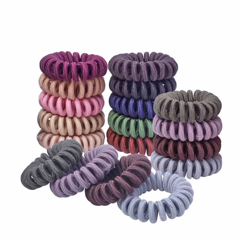 

5PC Elastic Hair Accessories Ring Cloth Telephone Wire Spiral Rope Ties Rubber Band Random Color