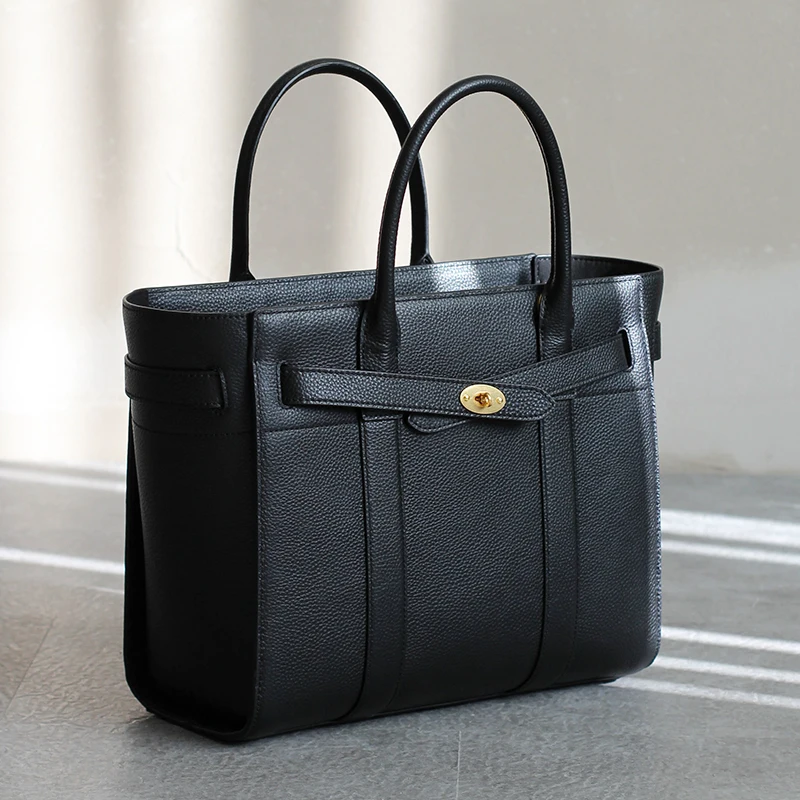 fashion womens leather briefcase female travel commuter business tote office bag luxury litchi cowhide lady handbag crossbody free global shipping