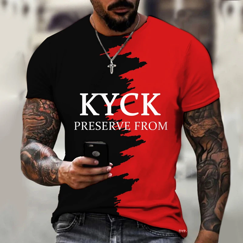 

KYCK new men's shirt brand new non-bumping shirt casual and comfortable loose 3D printing round neck T-shirt oversize 6XL