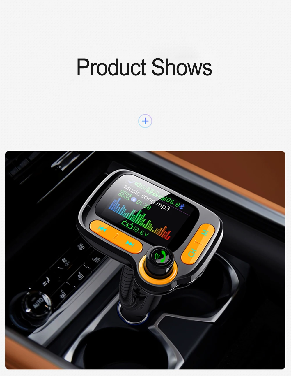 JINSERTA QC3.0, зарядное устройство, режим эквалайзера, автомобильный Bluetooth 5,0, fm-передатчик, громкая связь, 1,77 дюймов, TFT цветной экран, автомобильный комплект, поддержка AUX/TF/U диска