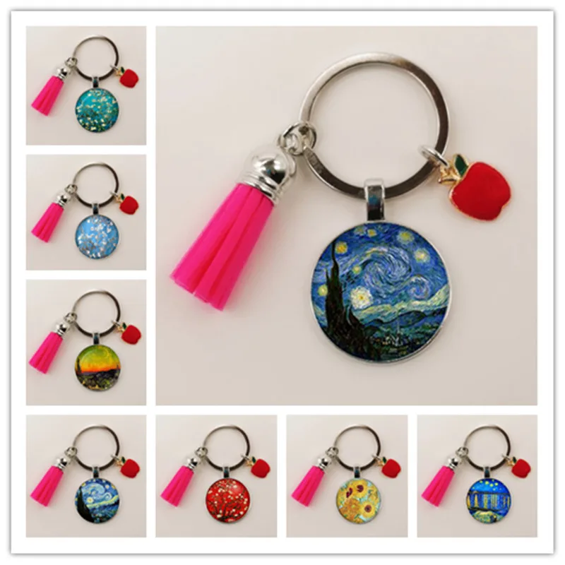 Модный очаровательный красный стеклянный кабошон с бахромой в виде яблока