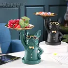 Скандинавская скульптура французского бульдога, статуя собаки, поднос для ювелирных изделий, стол для хранения монет, Современная Художественная статуя, настольное украшение для дома, Декор