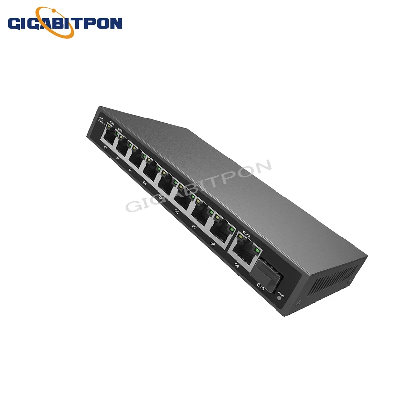 10-port full Gigabit POE Ethernet system smart switch 8*POE+1*RJ45+1*SFP port smart system for IP camera/wireless AP