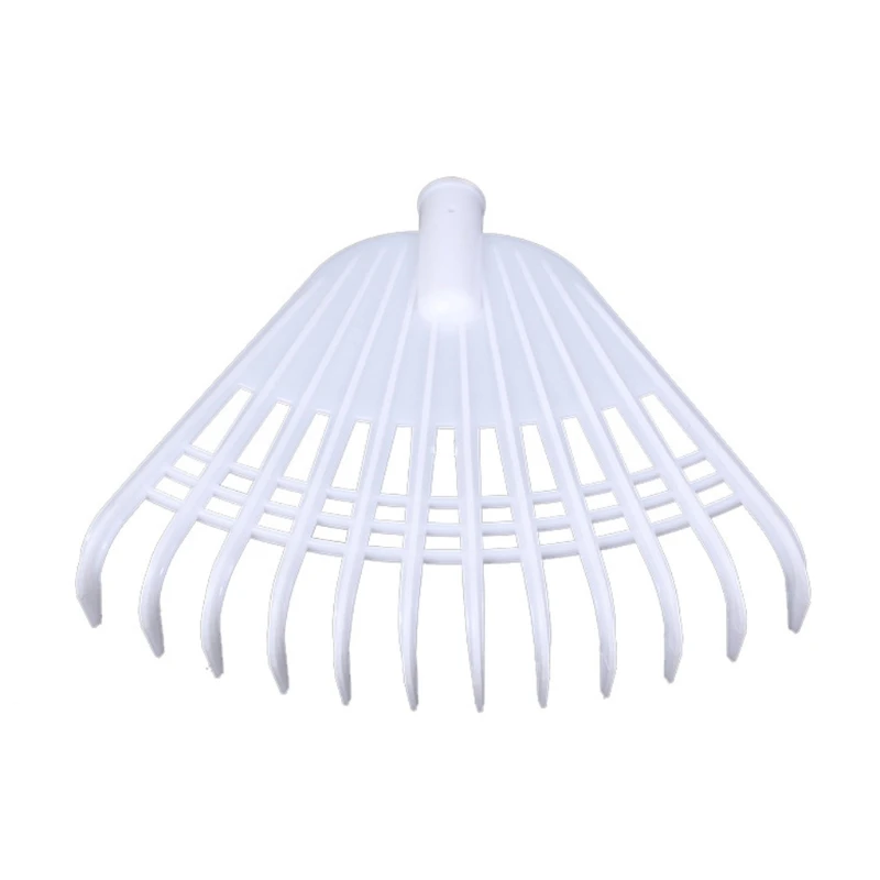 

12Tooth Leaf Rake White Agricultural Rake No Handle Grass Rake Lightweight Flower Planting Soil Rake Plastic Garden Tool