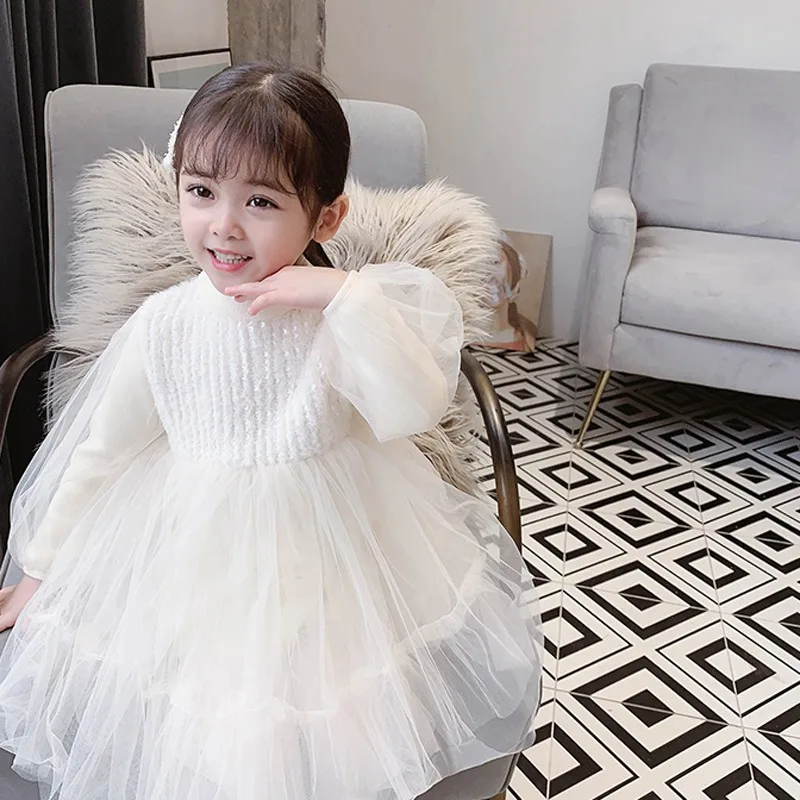 Зимнее бархатное платье принцессы с длинными рукавами для девочек коллекция 2019