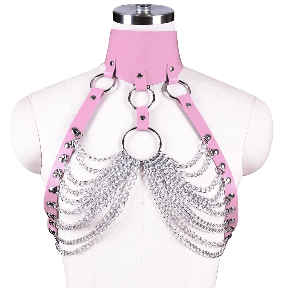 Women Sexy Lingerie Leather Body Cage Bondage Harness 90s Body Harness Belt Gothic Crop Tops Cage Bralette Fetish Harness