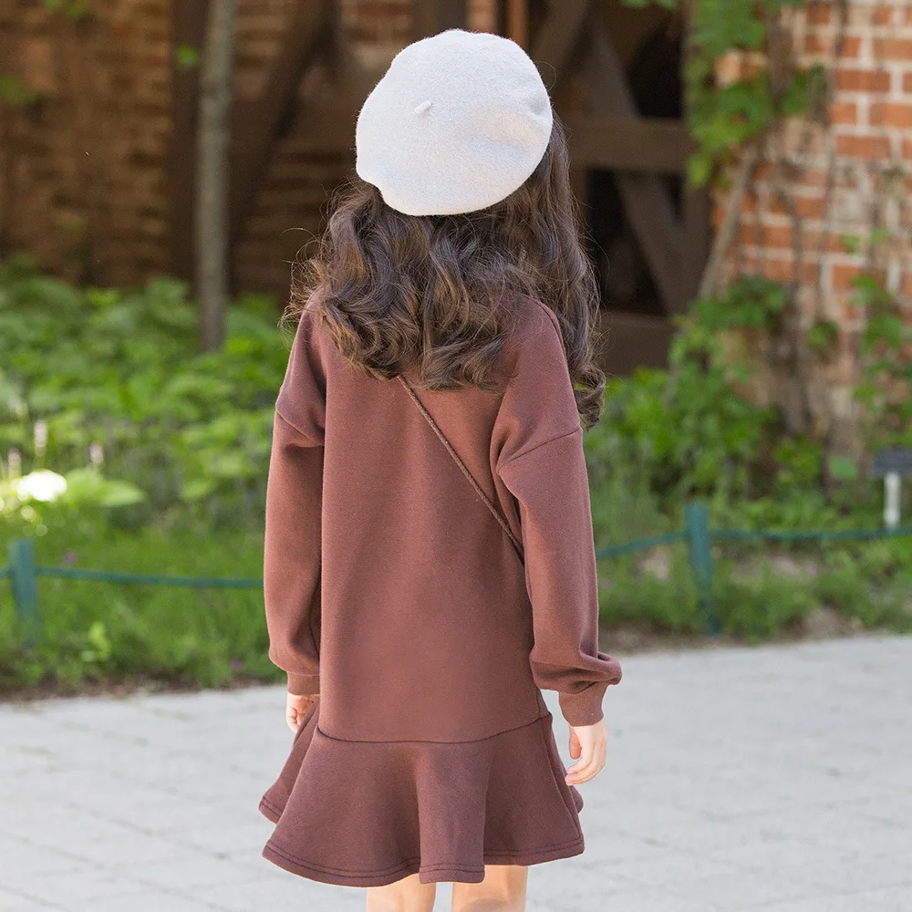 Зимние платья для девочек-подростков от 4 до 12 лет свитер с капюшоном и