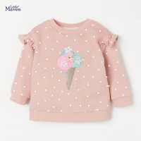little maven toddler 2021 autumn girls brand clothes children hoodies sweatshirts girl ice cream applique kids dot sweatshirts