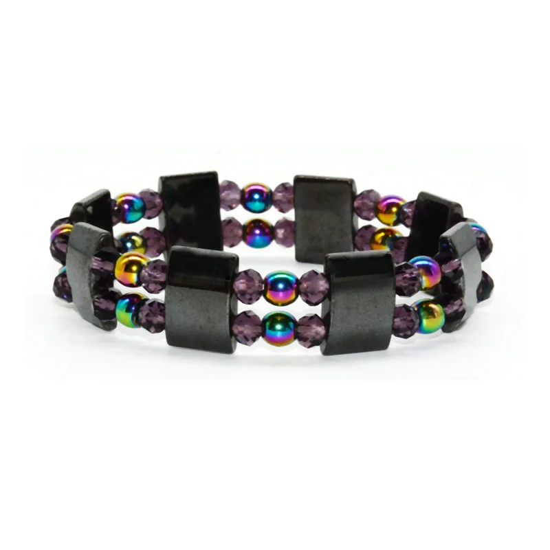 beads-1 Магнитный многослойный талисман для похудения, мужской браслет, черный камень, турмалин, магнитные браслеты для женщин, подарок для потери веса - Окраска металла: beads-1