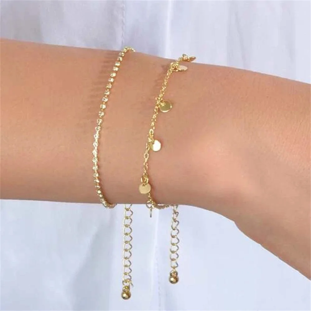 

YC-UPGO Vintage Boho FashionGolden Simple Round Sequin Crystal Bracelet For Women 2021 Cute Party Bracelets Jewelry Girl's Gift