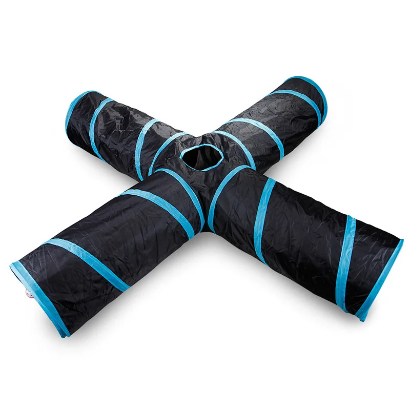 Pet Cat Tunnel 4 Holes Tube Collapsible Play Indoor Outdoor Kitty Puppy Training ToysTube Foldable Supply | Дом и сад
