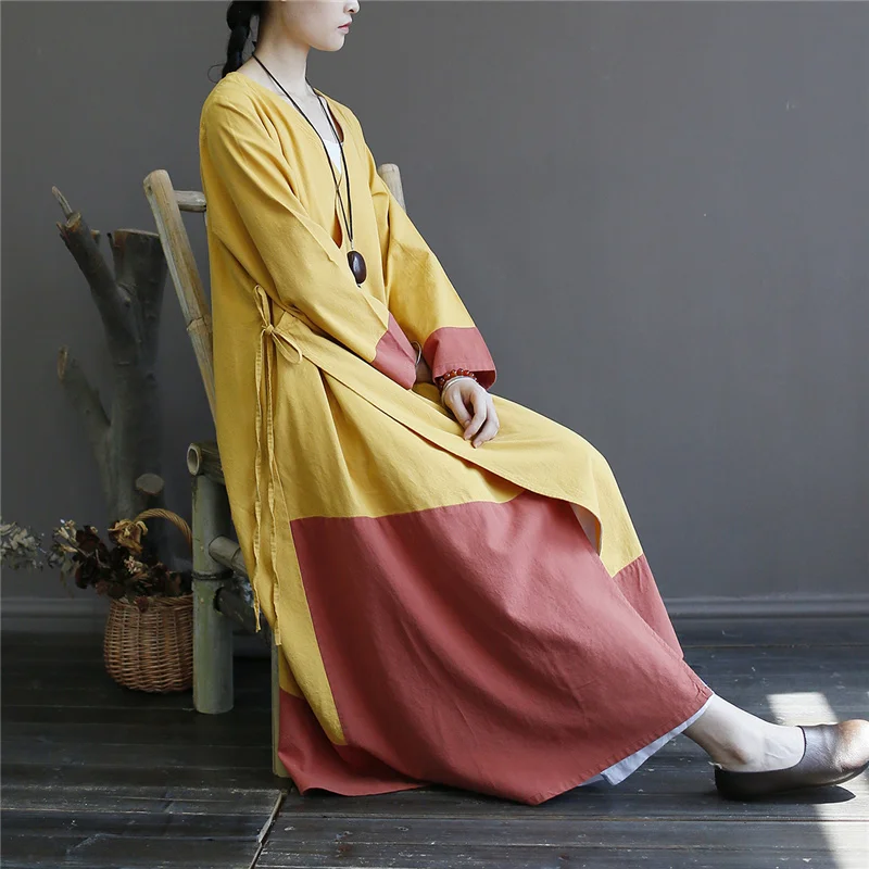 Женский Цветной Тренч в стиле пэчворк китайский стиль пальто осень 2019 длинный