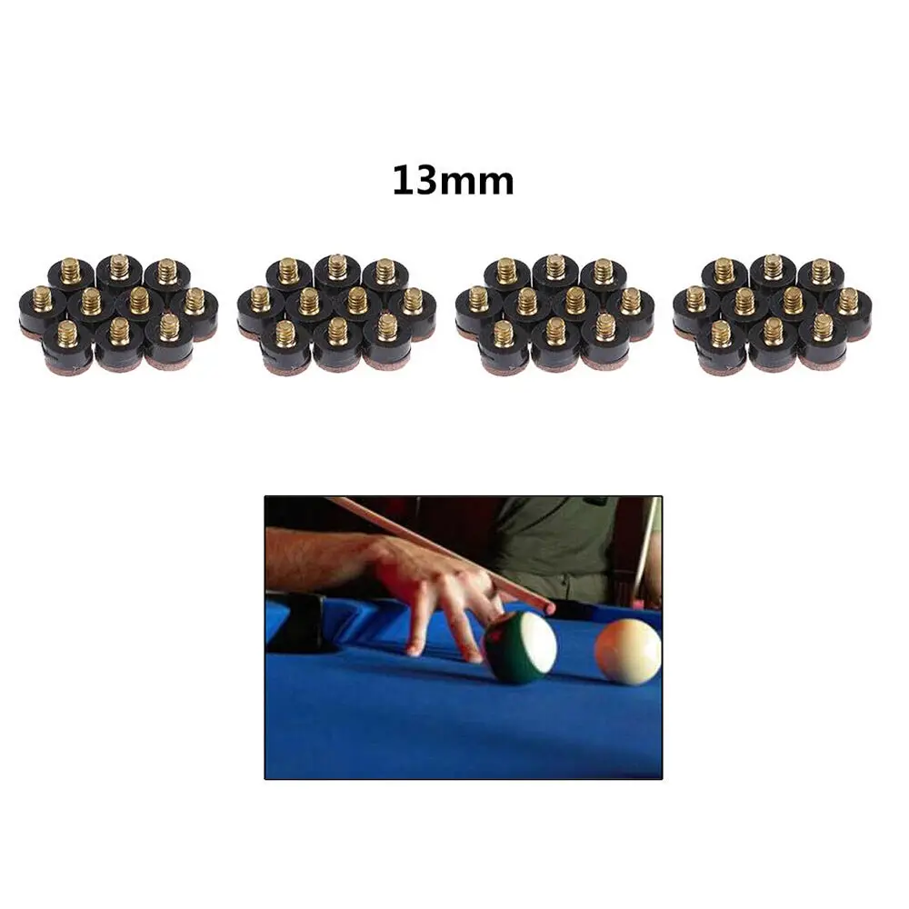 

10pcs 13MM Billiards Cue Tips Pool Screw On Snooker Replacement Parts for Cue Ball Control Billiard Accessories
