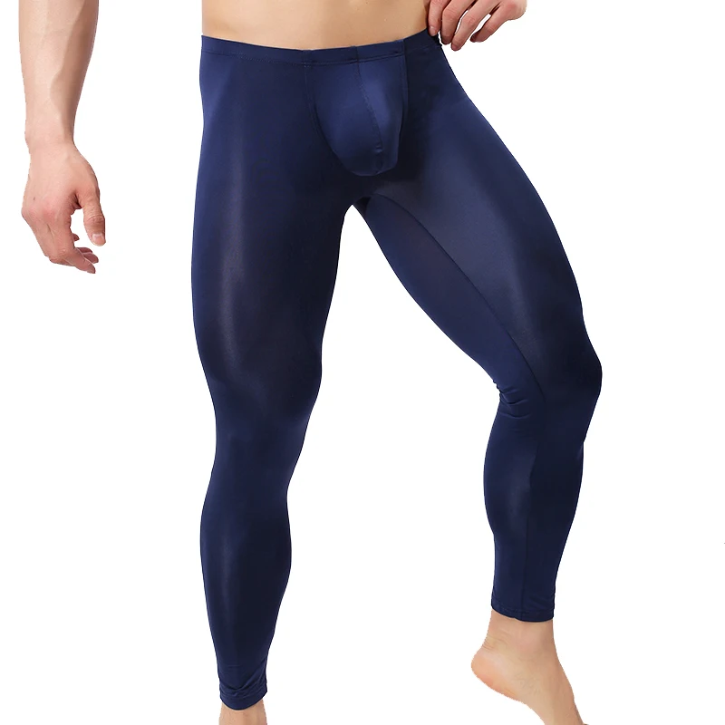 Ice Silk Для мужчин в разных цветах Леггинсы Мужская пижама Long Johns сексуальное нижнее
