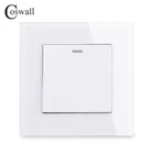 COSWALL, 1 комплект, 1 канал, Хрустальная панель из закаленного стекла, переключатель света, Кулисный настенный переключатель, прерыватель 16 А, черный, белый, серый, золотой