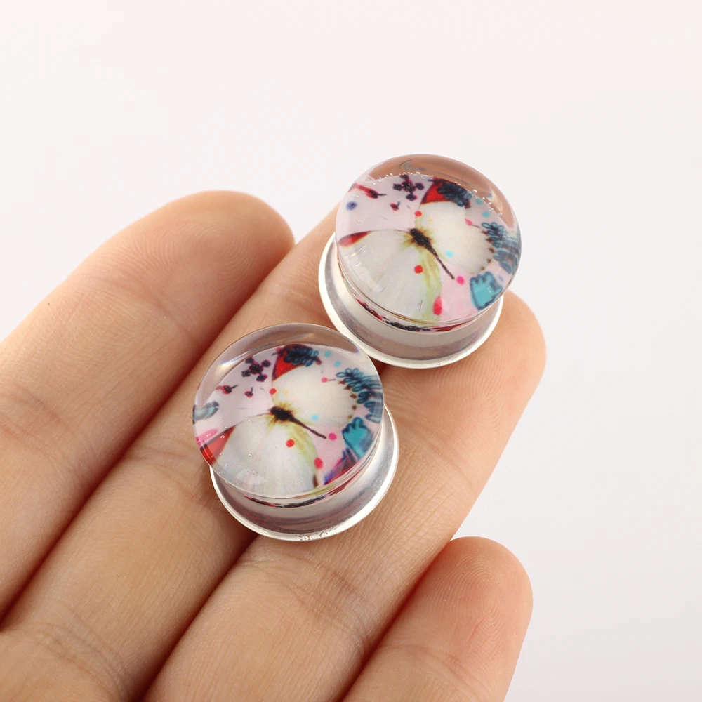 Акриловое кольцо Для Пирсинга Ушей бабочки черные и белые пробки для туннелей