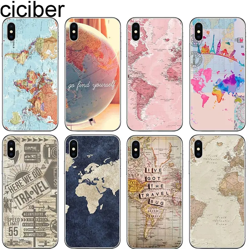 Ciciber карта мира планы путешествий Мягкий силиконовый чехол для iphone 11 Pro Max 7 8 6 6S Plus