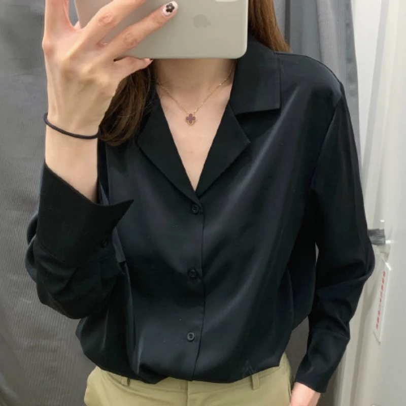 Blusas Mujer De Moda 2021 с v образным вырезом женские офисные Топы Шифоновая блузка длинным