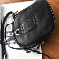Fashionable new soft cowhide mini bag genuine leather head layer cowhide black multi-compartment multi-functional female bag