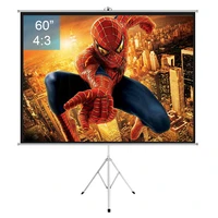 60 inch 43 portable indoor outdoor projector screen matte gray fabric fiber screen with pull up foldable stand tripod