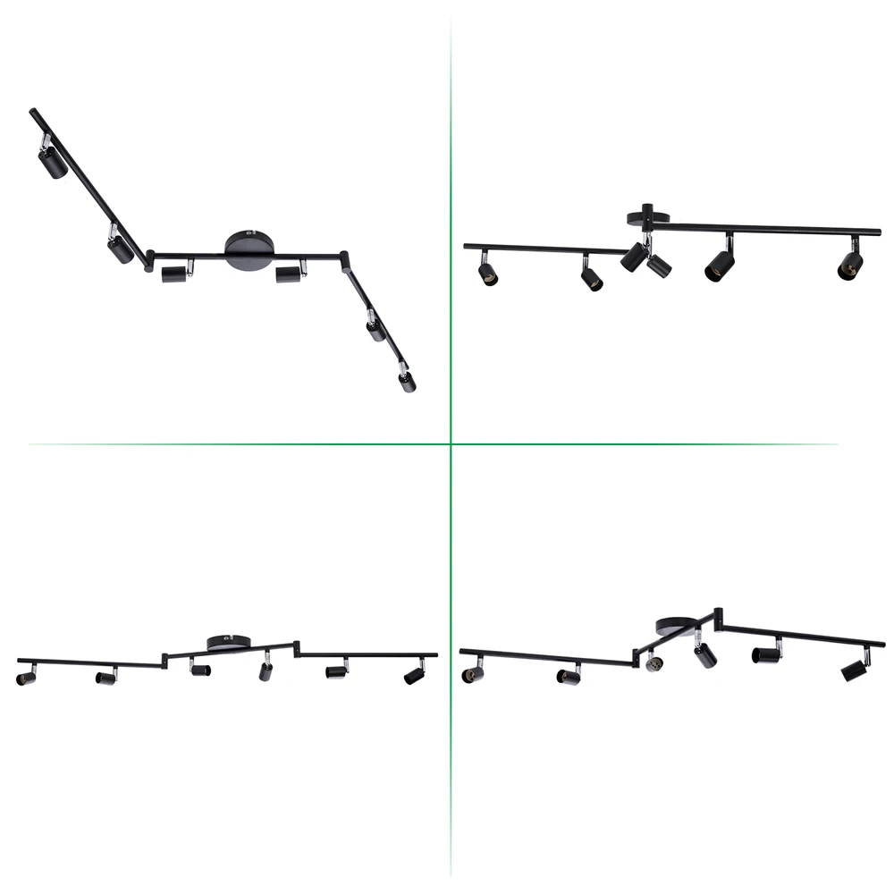 $37.13 4/6 Head LED Ceiling light GU10 Rotatable angle adjustable Lamp Black Silver for Living Room bedroom AC90-260v Spot Lighting