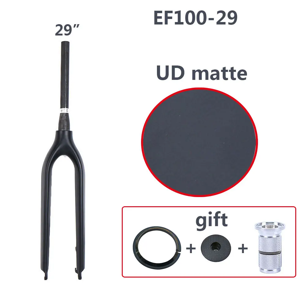 EF100-29 ELITA ONE MTB Bicycle Carbon Fiber Fork 26ER 29ER Disc Brake QR 9mm Rigid Mountain Bike Forks Tapered 1 1/8 1 1/2 UD Matte - Цвет: EF100-29