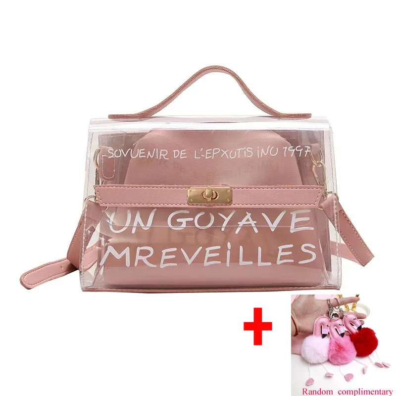 Femme sac прозрачная сумка в форме бочонка оранжевая ПВХ женская прозрачная сумочка твердая мягкая застежка женская сумка на плечо MS Прозрачная женская сумка - Цвет: Pink 1