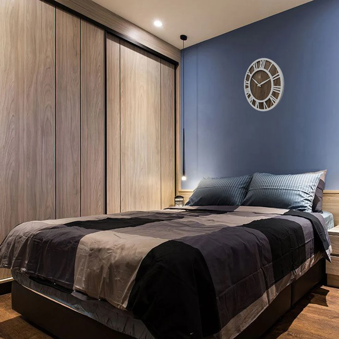 40 см Европейский стиль железные часы из цельного дерева бесшумные настенные