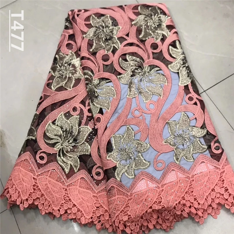 Желтая белая высококачественная нигерийская Свадебная африканская кружевная